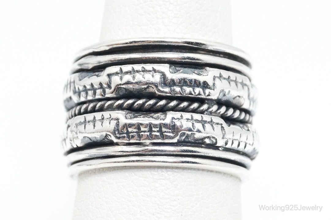 Vintage Designer Geoart Sterling Silver Spinner Band Ring