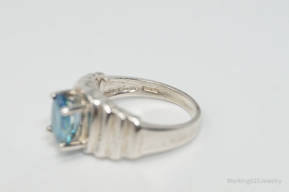 Vintage Art Deco Blue Topaz Sterling Silver Ring … - image 7