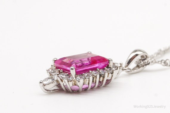 Vintage Faux Ruby Cubic Zirconia Sterling Silver … - image 8