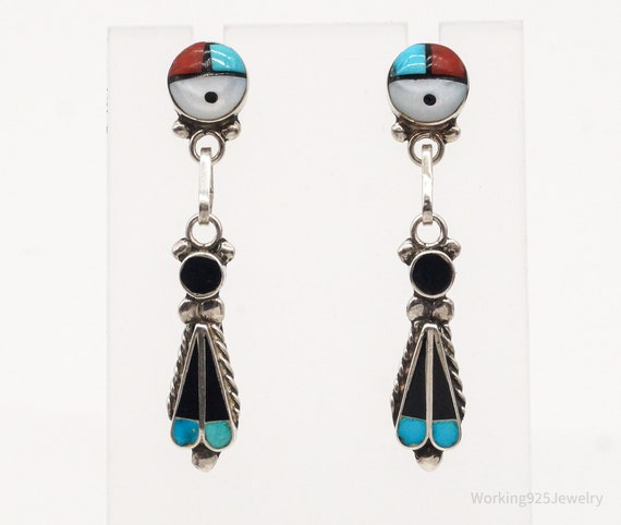 Vintage Native American Zuni Multi Gemstone Silve… - image 1