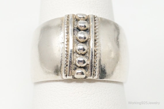 Vintage Thailand Sterling Silver Wide Ring - Size… - image 2