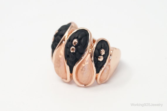 VTG Art Deco Style Rose Gold Enamel Statement Cos… - image 4