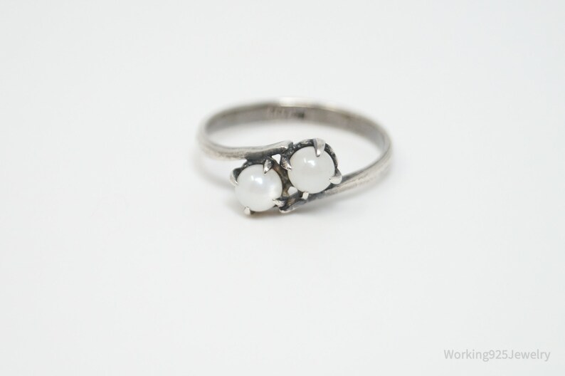 Antique Edwardian Faux Pearl Silver Ring Sz 5.25 image 4