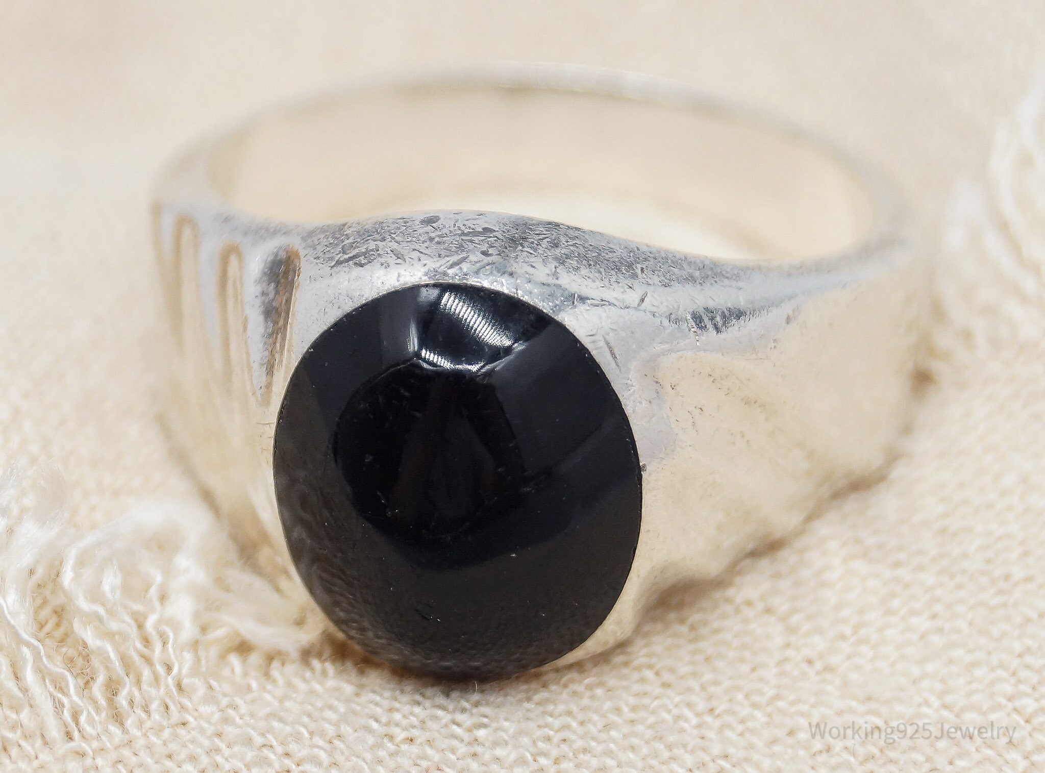 Vintage Mexico Black Onyx Sterling Silver Ring - Size 12.75 - Etsy