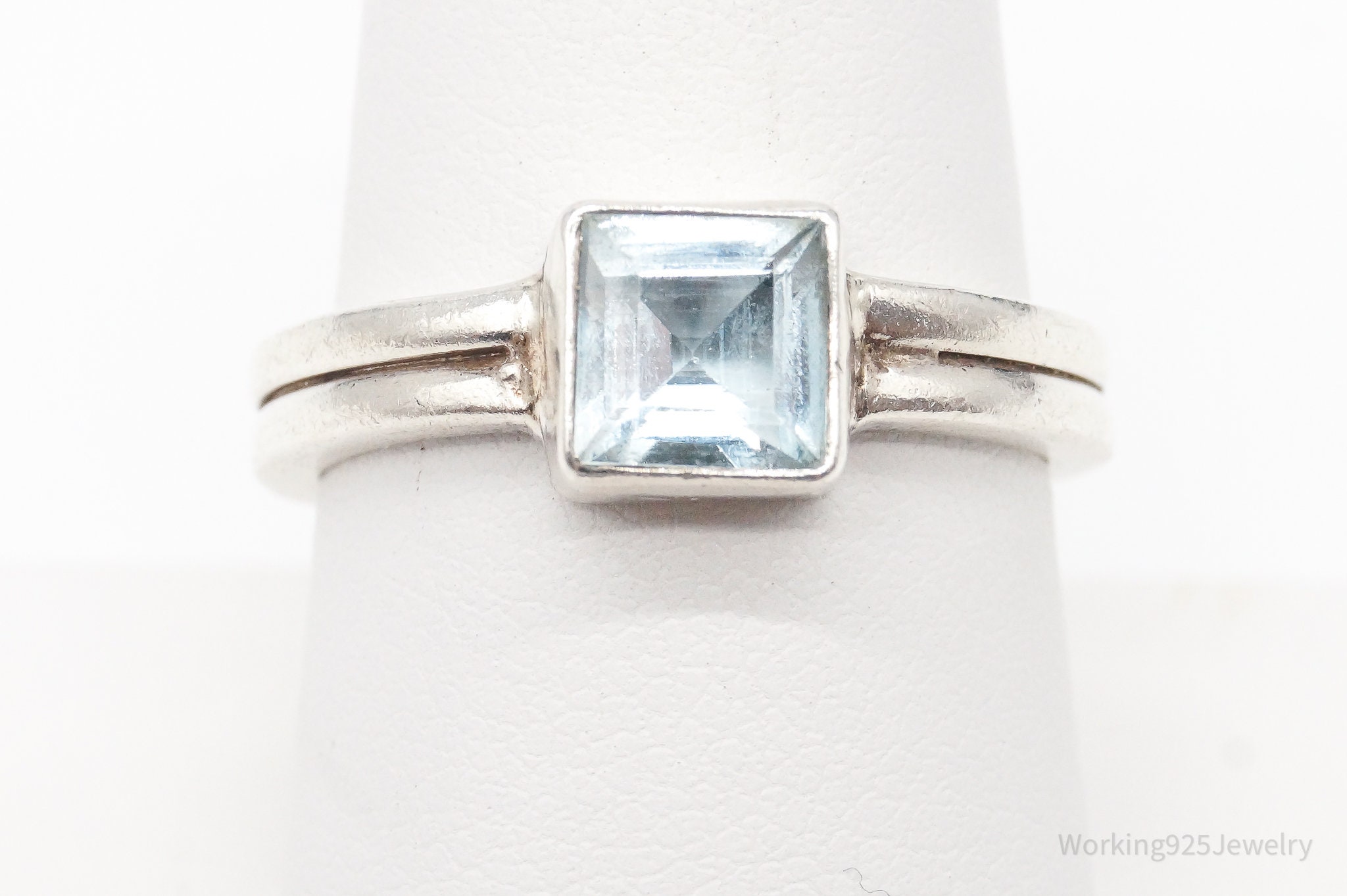 Vintage Blue Topaz Sterling Silver Ring - Size 8.25 - Etsy
