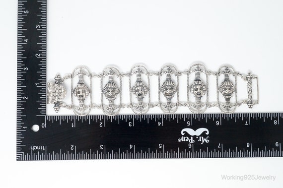 Antique Mask Sterling Silver Panel Bracelet - image 10