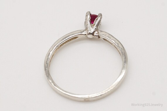 Vintage Ruby Silver Ring - Size 4 - image 5
