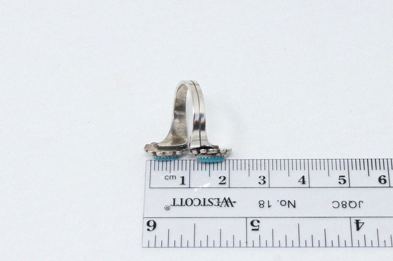 Size 5.75-788575701 Wonderful Vintage Native Style Blue Turquoise Southwestern Sterling Silver Wrap Adjustable Ring