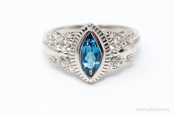 Vintage London Blue Topaz Cubic Zirconia Ring Ste… - image 3
