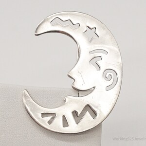 Spilla vintage Boma grande a forma di mezzaluna in argento sterling