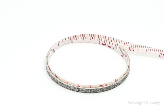 Antique Floral Pattern Sterling Silver Bangle Bra… - image 9