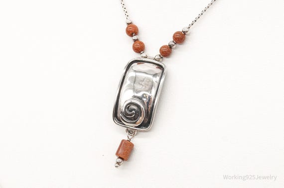 Designer Silpada Goldstone Hammered Sterling Silv… - image 4