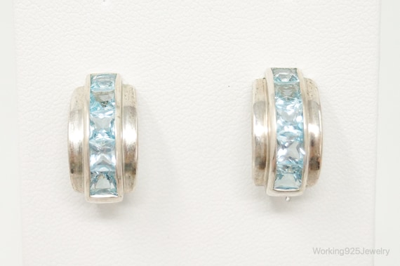 Blue Topaz Art Deco Sterling Silver Earrings - image 1