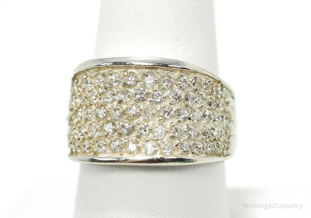 Vintage SETA Cubic Zirconia Sterling Silver Band Ring Size