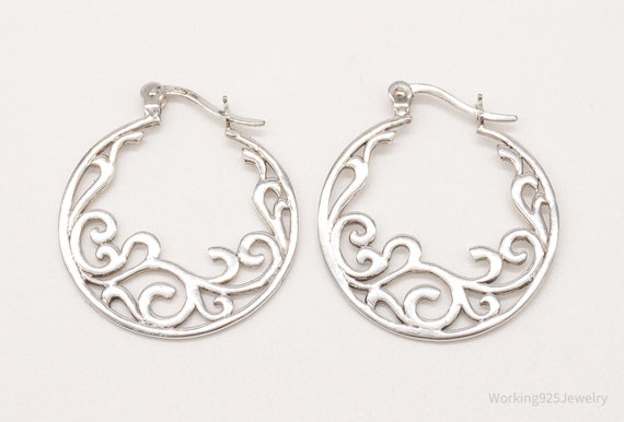 Vintage Art Nouveau Vines Sterling Silver Earrings - image 1
