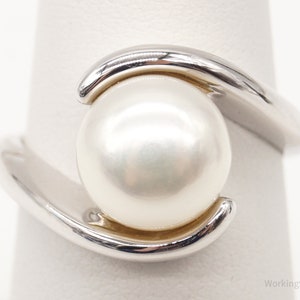 Vintage Pearl Sterling Silver Ring - Size 6.25
