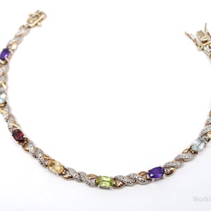 Vintage Designer Ross Simons Multi Gemstone Gold Over Sterling Silver Bracelet