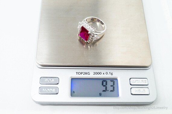 Vintage Designer Lab Ruby CZ Statement Sterling S… - image 10