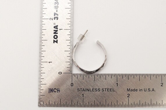 Vintage Designer Wells Sterling Silver Hoop Earri… - image 9