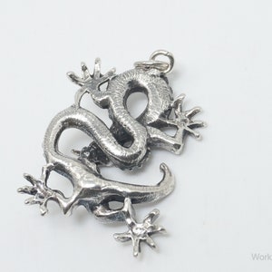 Vintage Dragon Sterling Silver Necklace Pendant image 7