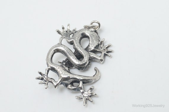 Vintage Dragon Sterling Silver Necklace Pendant - image 7