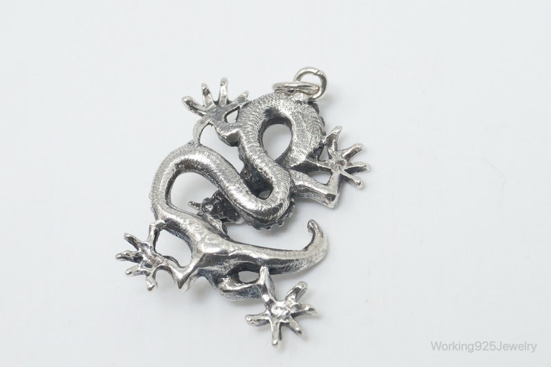 Vintage Dragon Sterling Silver Necklace Pendant image 7