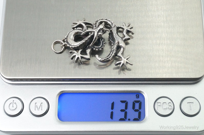 Vintage Dragon Sterling Silver Necklace Pendant image 8
