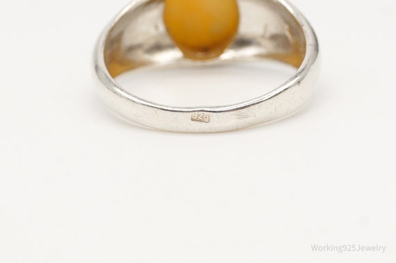 Vintage Yellow Amber Sterling Silver Ring - Size … - image 7