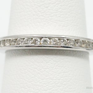 Vintage Cubic Zirconia Sterling Silver Ring - Size 6.75