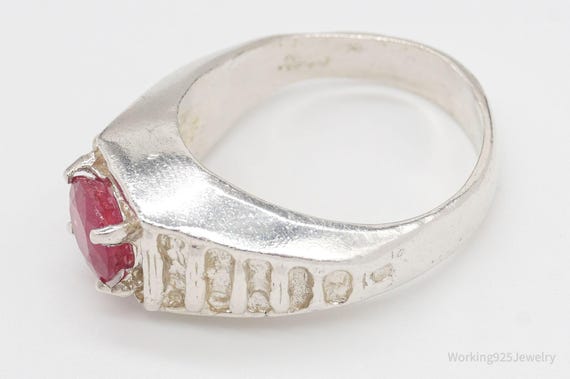 Vintage Ruby Sterling Silver Ring - Size 10.25 - image 4