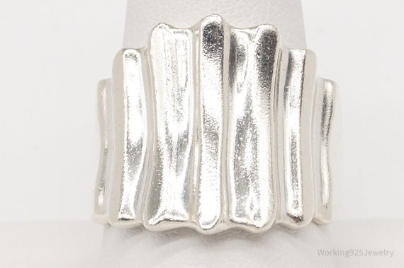 Vintage Modernist Puffy Ribbed Style Sterling Sil… - image 3