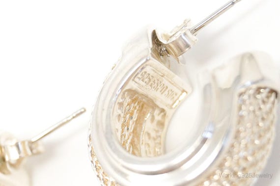 Designer Espo Sig Mesh Hoop Sterling Silver Earri… - image 7