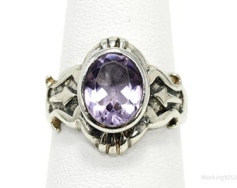 Vintage Amethyst Sterling Silver Ring - Size 6.75