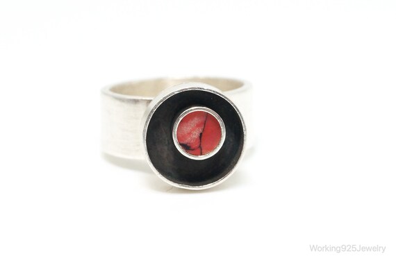 Vintage Modernist Red Jasper Sterling Silver Ring… - image 3