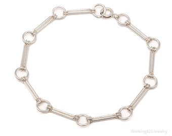 Vintage Modernist Style Sterling Silver Bracelet - 6 15/16"