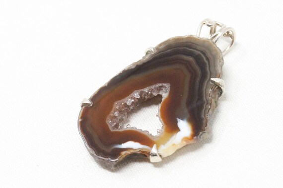 Vintage Large Brown Crazy Lace Agate Sterling Sil… - image 4