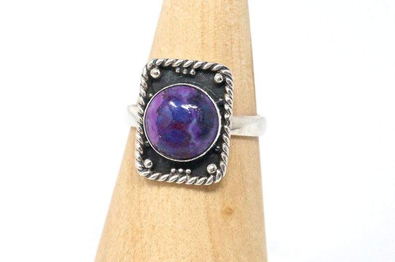 Vintage Southwestern Rare Purple Mohave Turquoise Sterling Silver Ring Size 8.5 image 1