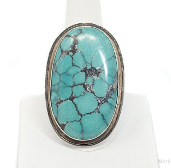 Vintage Native American Unsigned Large Turquoise … - image 1