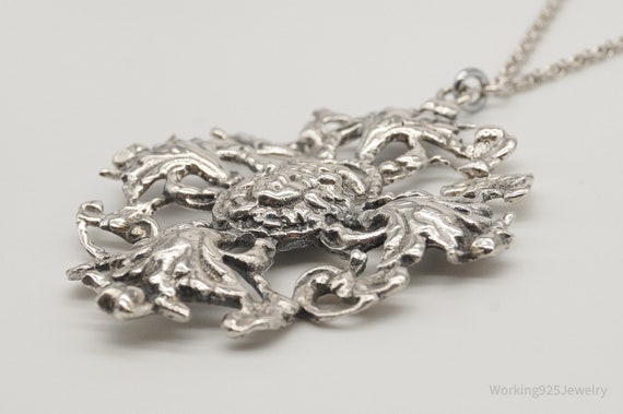 Large Antique Ornate Sterling Silver Necklace - image 2