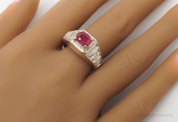 Vintage Ruby Sterling Silver Ring - Size 10.25 - image 7