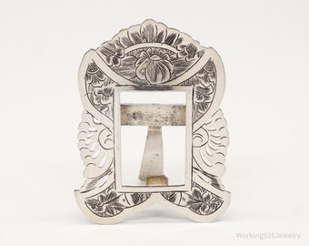 Vintage Antik Silber Blumen geätzt Fotobilderrahmen