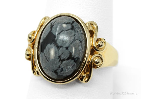 Designer Ross Simons Snowflake Obsidian Gold Over… - image 1