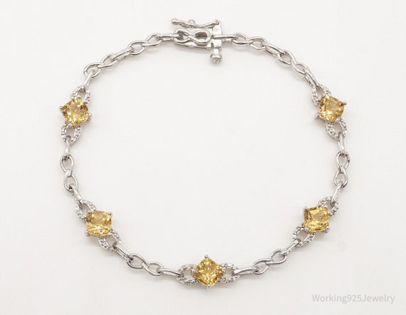 Vintage Citrine Sterling Silver Bracelet - image 2