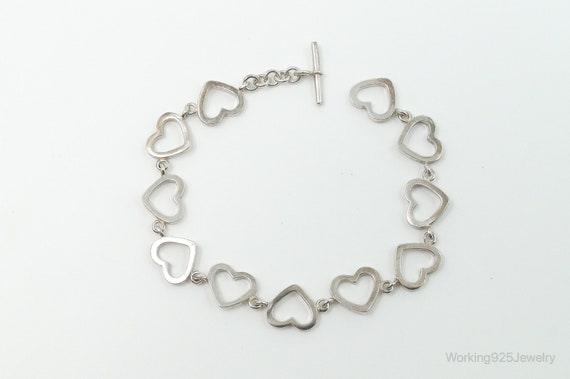 Vintage Open Heart Chain Link Sterling Silver Tog… - image 2