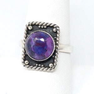 Vintage Southwestern Rare Purple Mohave Turquoise Sterling Silver Ring Size 8.5 image 3