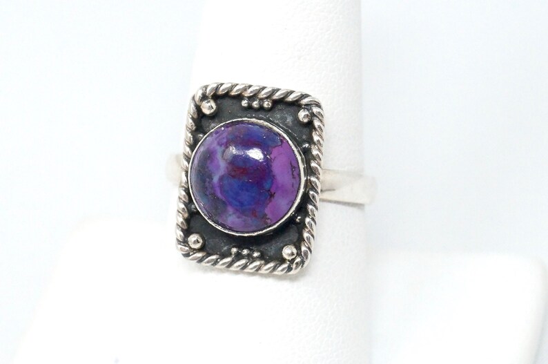 Vintage Southwestern Rare Purple Mohave Turquoise Sterling Silver Ring Size 8.5 image 3