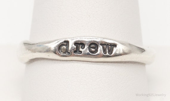 Vintage "Drew" Name Sterling Silver Ring - Size 1… - image 1