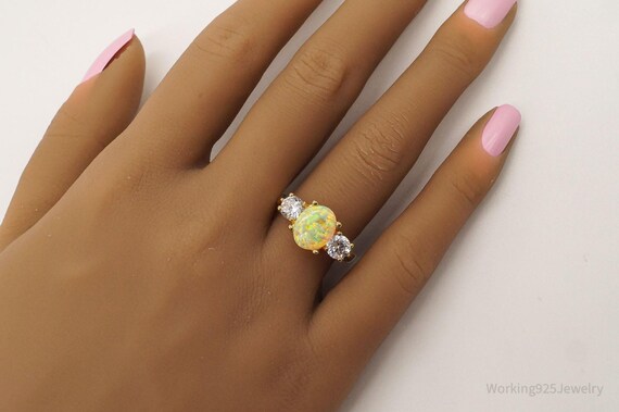 Designer UTC Opal Cubic Zirconia Gold Vermeil Ste… - image 8