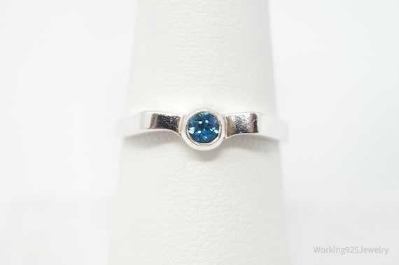 Vintage Deco Style Blue Topaz Sterling Silver Rin… - image 2