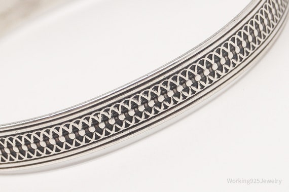 Antique Sterling Silver Bangle Bracelet - 7 5/8" - image 4